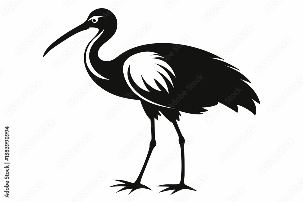 Fototapeta premium ibis silhouette line art vector illustration with a white background