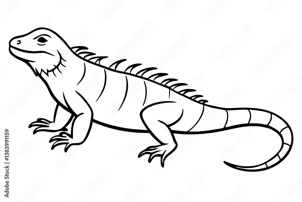 iguana silhouette line art vector illustration with a white background iguana silhouette line art vector illustration with a white background
