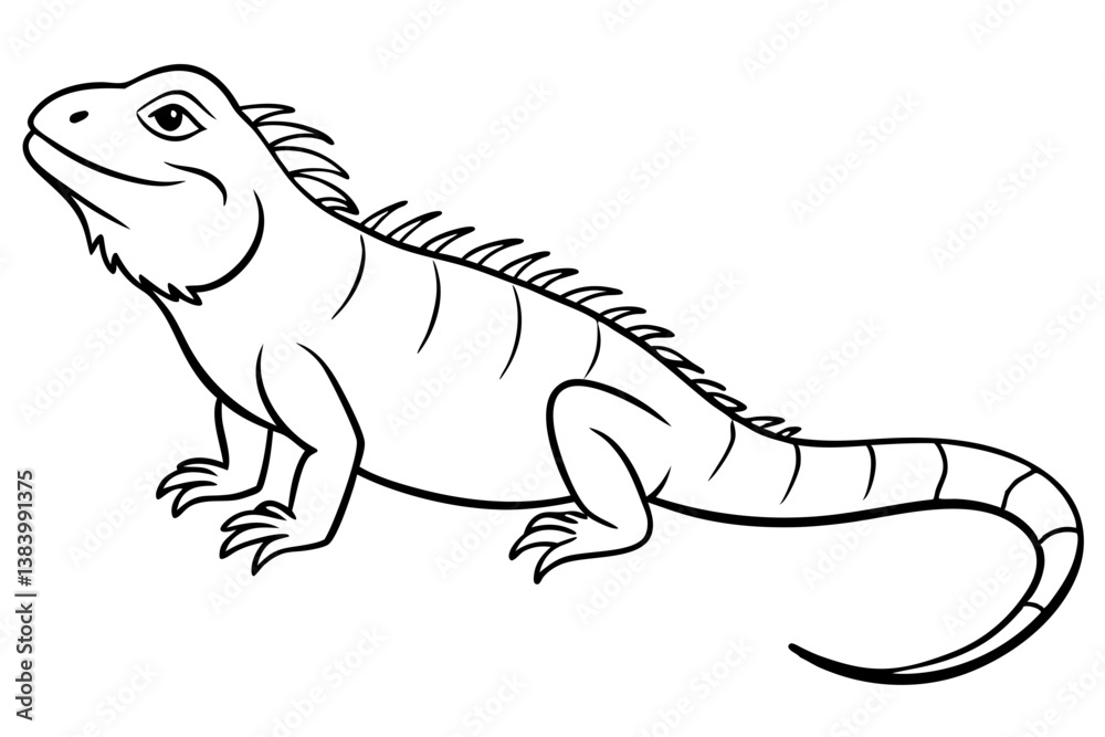iguana silhouette line art vector illustration with a white background iguana silhouette line art vector illustration with a white background