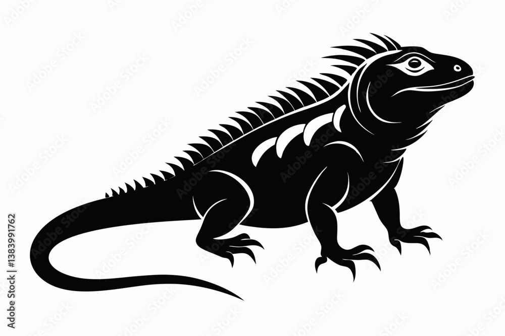 iguana silhouette line art vector illustration with a white background iguana silhouette line art vector illustration with a white background