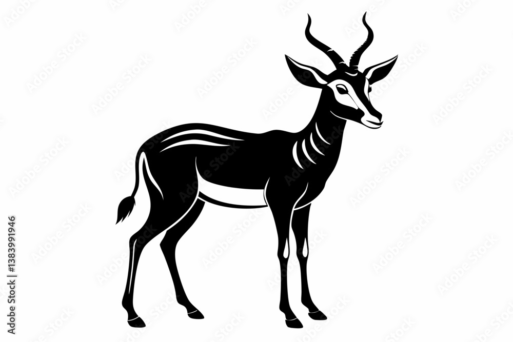 impala silhouette line art vector illustration with a white background impala silhouette line art vector illustration with a white background