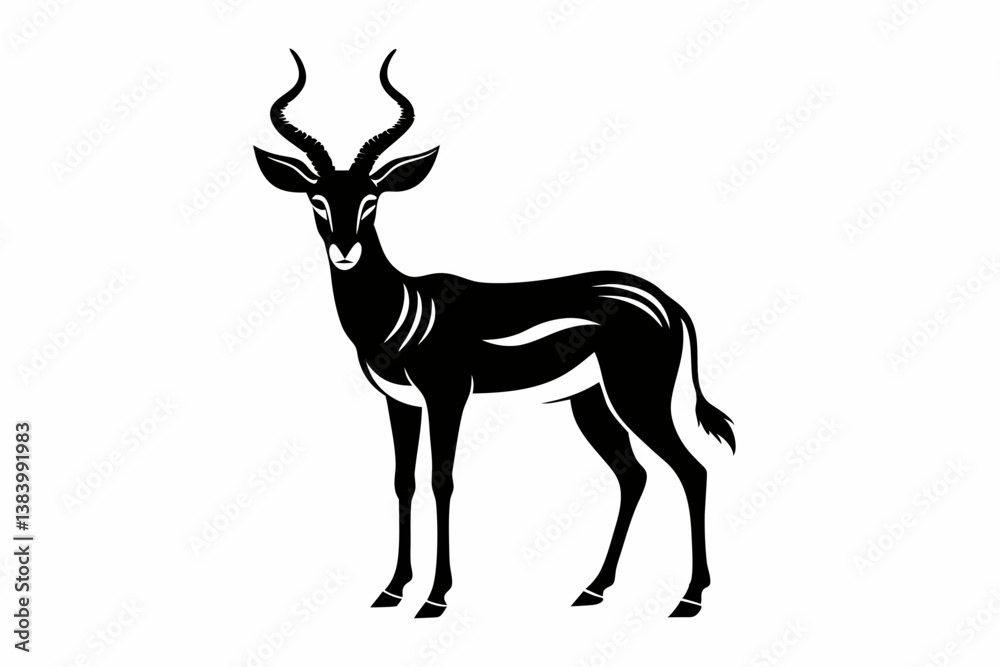 Fototapeta premium impala silhouette line art vector illustration with a white background