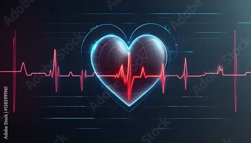 heart beat cardiogram in neon style