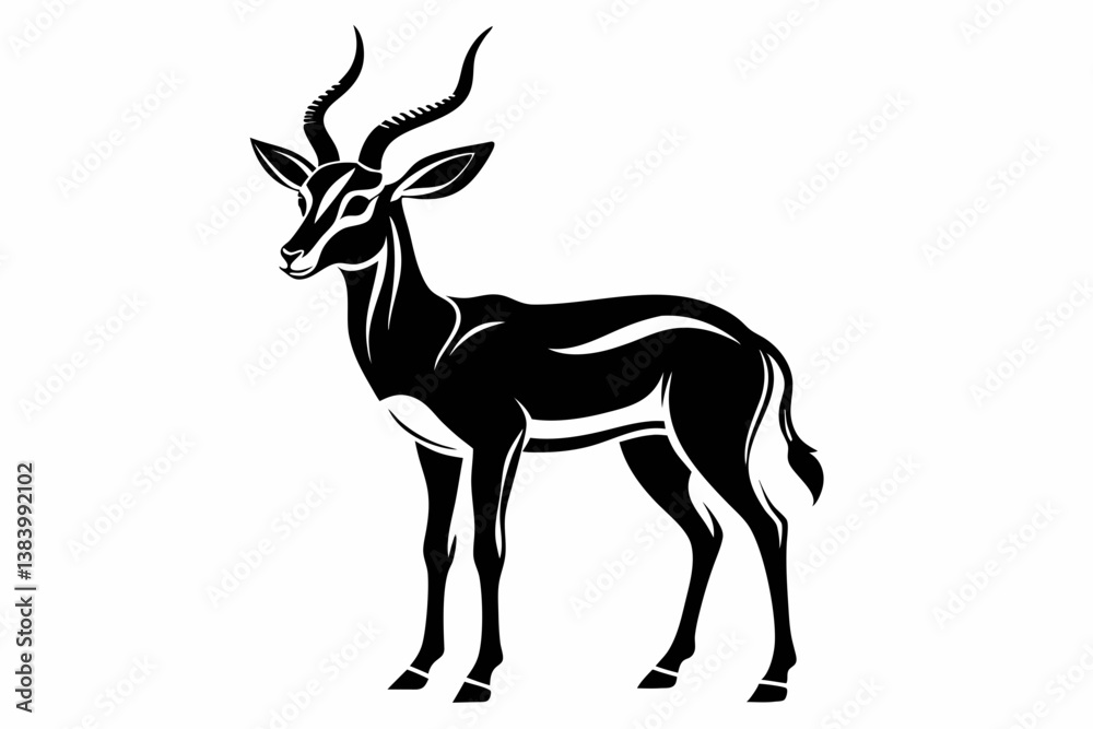 Fototapeta premium impala silhouette line art vector illustration with a white background