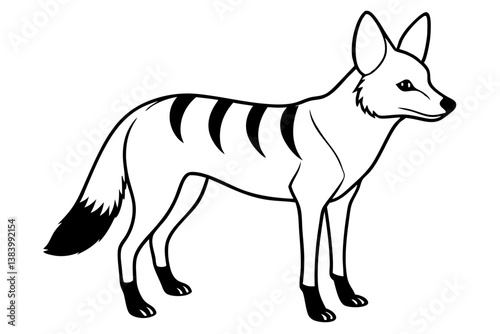 jackal silhouette line art vector illustration with a white background