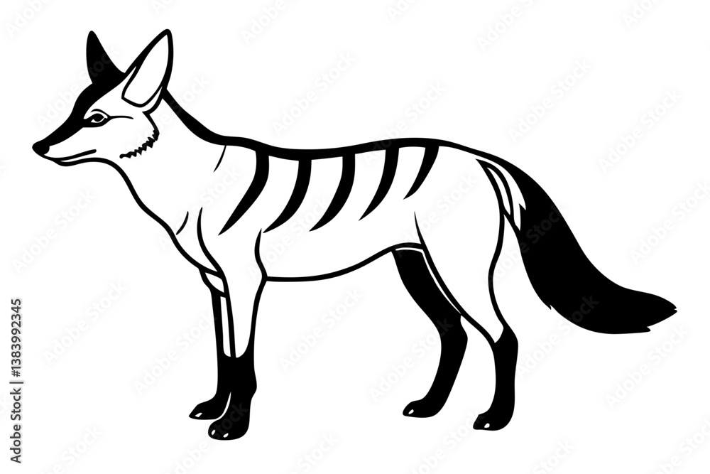 jackal silhouette line art vector illustration with a white background jackal silhouette line art vector illustration with a white background