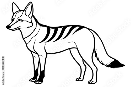jackal silhouette line art vector illustration with a white background
