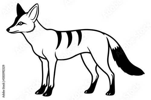 jackal silhouette line art vector illustration with a white background