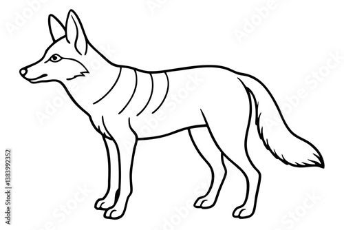 jackal silhouette line art vector illustration with a white background