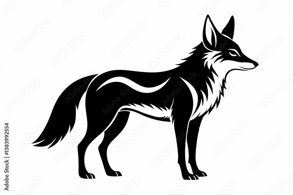 Fototapeta premium jackal silhouette line art vector illustration with a white background