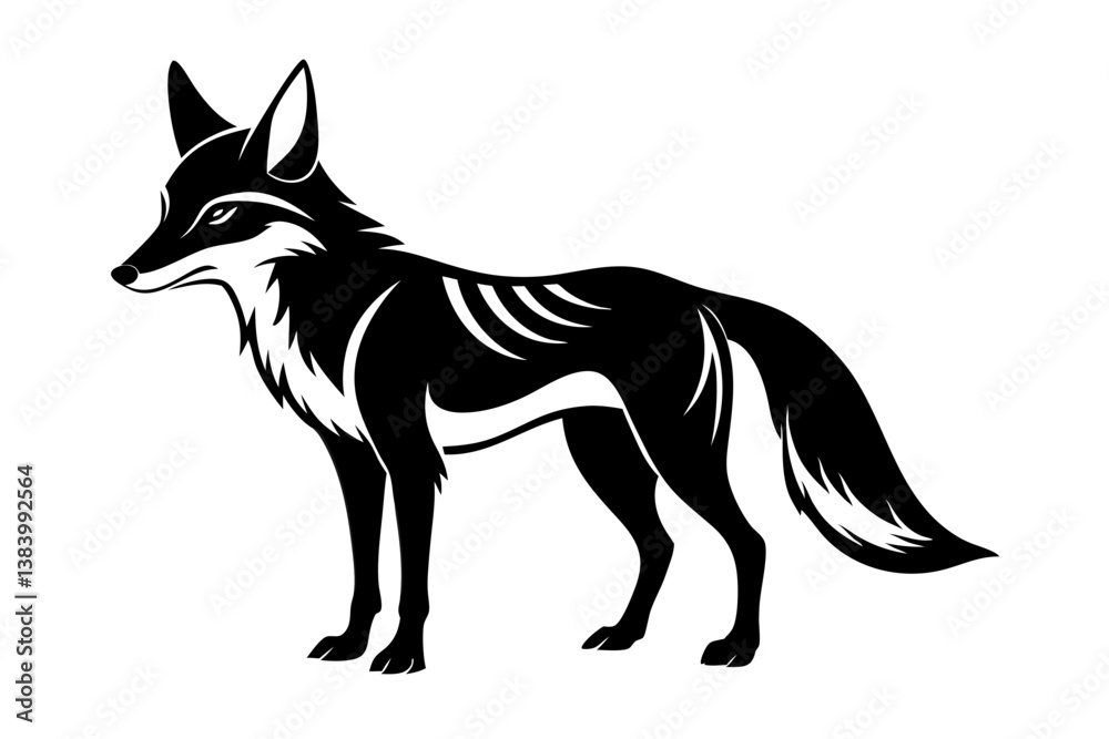 jackal silhouette line art vector illustration with a white background jackal silhouette line art vector illustration with a white background