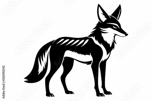 jackal silhouette line art vector illustration with a white background