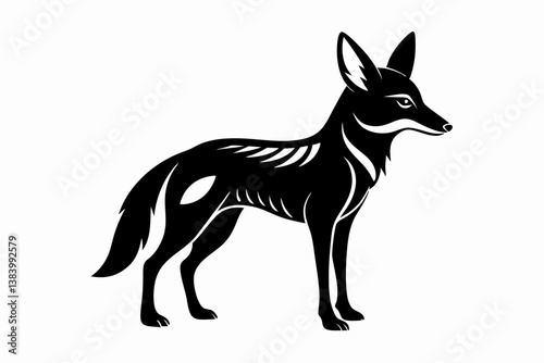jackal silhouette line art vector illustration with a white background