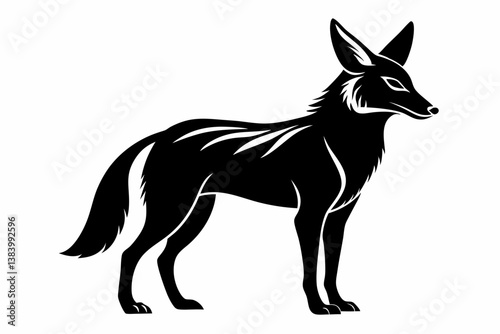 jackal silhouette line art vector illustration with a white background