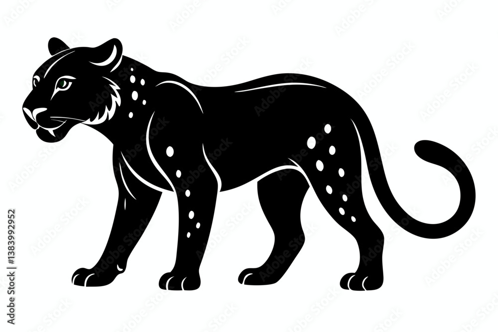 Naklejka premium jaguar silhouette line art vector illustration with a white background