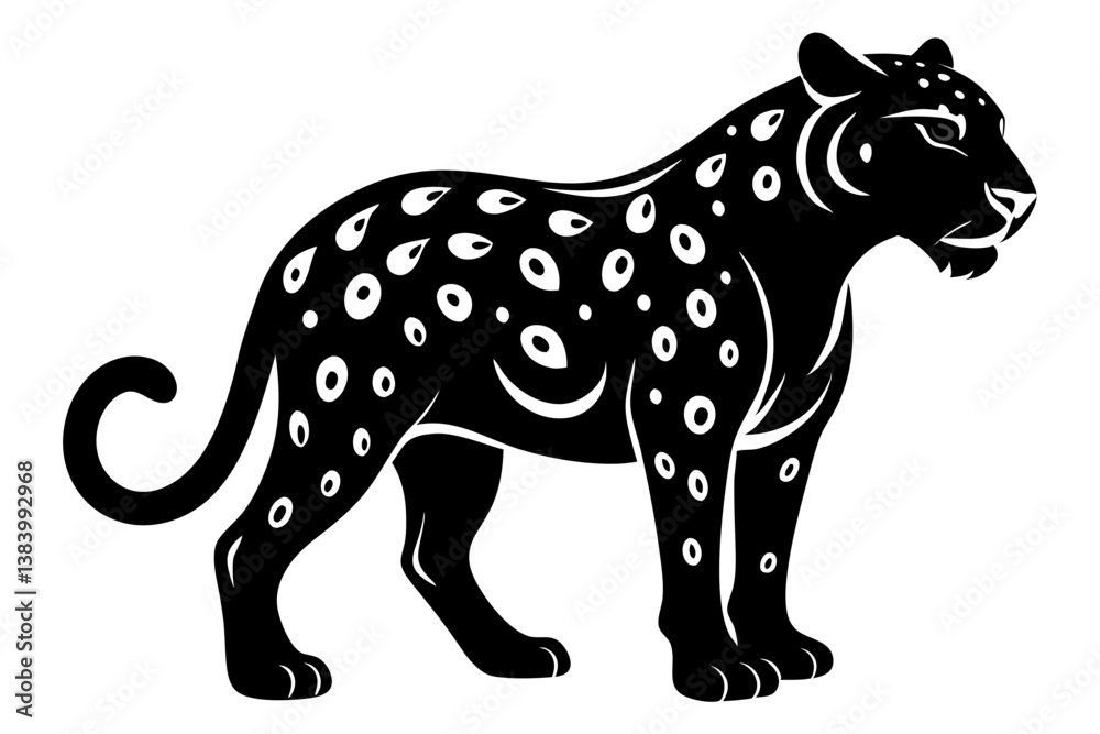 jaguar silhouette line art vector illustration with a white background jaguar silhouette line art vector illustration with a white background