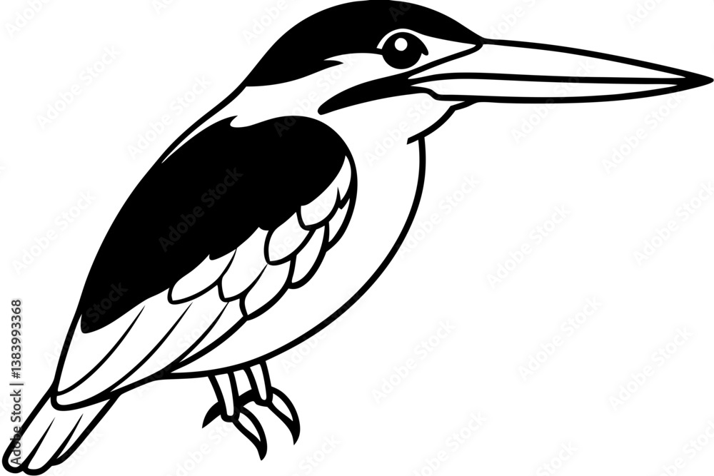 Obraz premium kingfisher silhouette line art vector illustration with a white background