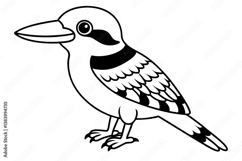 Fototapeta premium kookaburra silhouette line art vector illustration with a white background
