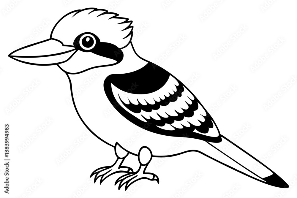 Fototapeta premium kookaburra silhouette line art vector illustration with a white background