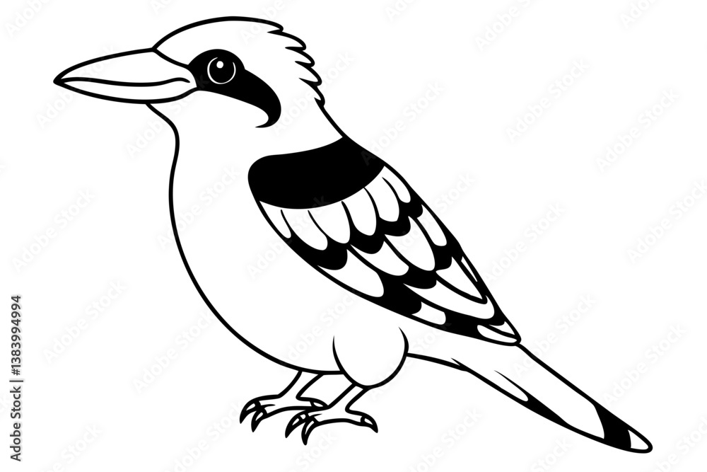 Fototapeta premium kookaburra silhouette line art vector illustration with a white background