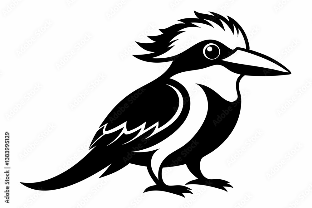 Fototapeta premium kookaburra silhouette line art vector illustration with a white background