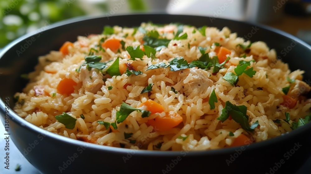 Spiced chicken and carrot pilaf. Spiced chicken and carrot pilaf.