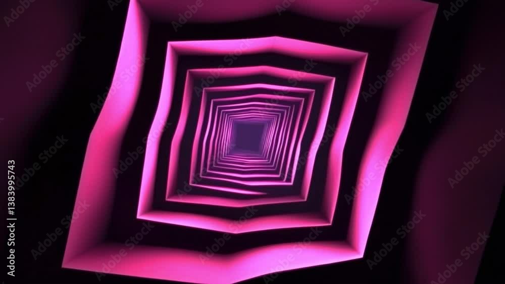 Abstract neon square tunnel technological