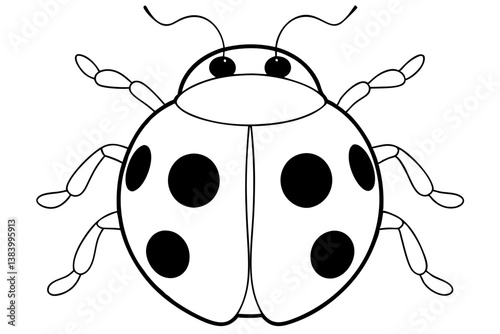 ladybug silhouette line art vector illustration with a white background