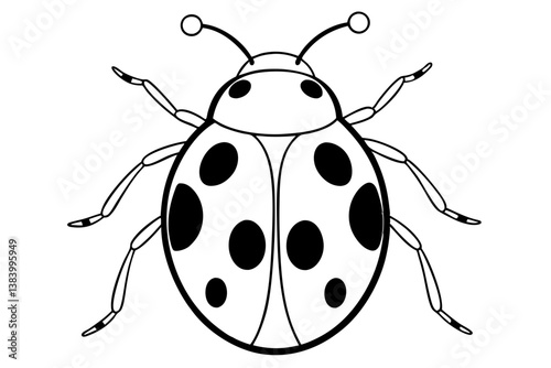 ladybug silhouette line art vector illustration with a white background