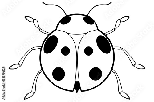 ladybug silhouette line art vector illustration with a white background
