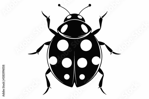 ladybug silhouette line art vector illustration with a white background