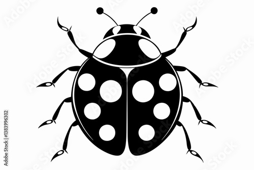 ladybug silhouette line art vector illustration with a white background