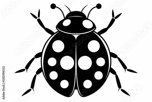 ladybug silhouette line art vector illustration with a white background