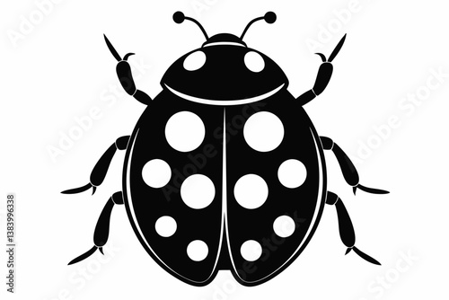 ladybug silhouette line art vector illustration with a white background