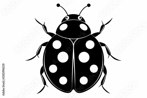 ladybug silhouette line art vector illustration with a white background