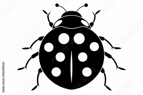 ladybug silhouette line art vector illustration with a white background