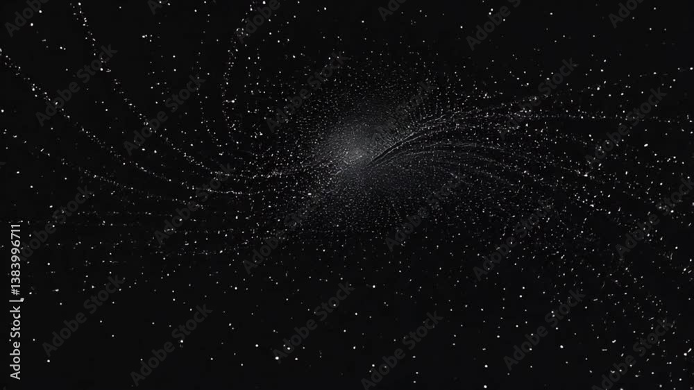 Abstract space background geometry surfaces lines and points Abstract tunnel grid Abstract Particles Background Camera flying through the abstract spiral twisted particle background