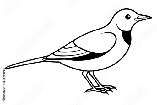 lark silhouette line art vector illustration with a white background