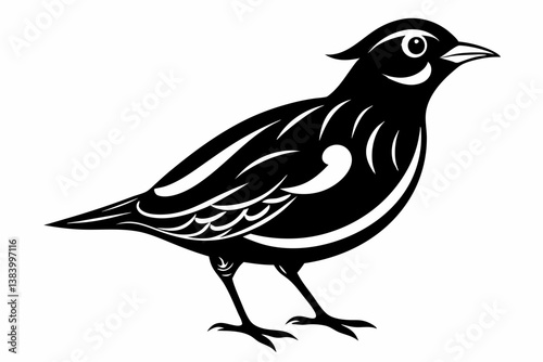 lark silhouette line art vector illustration with a white background