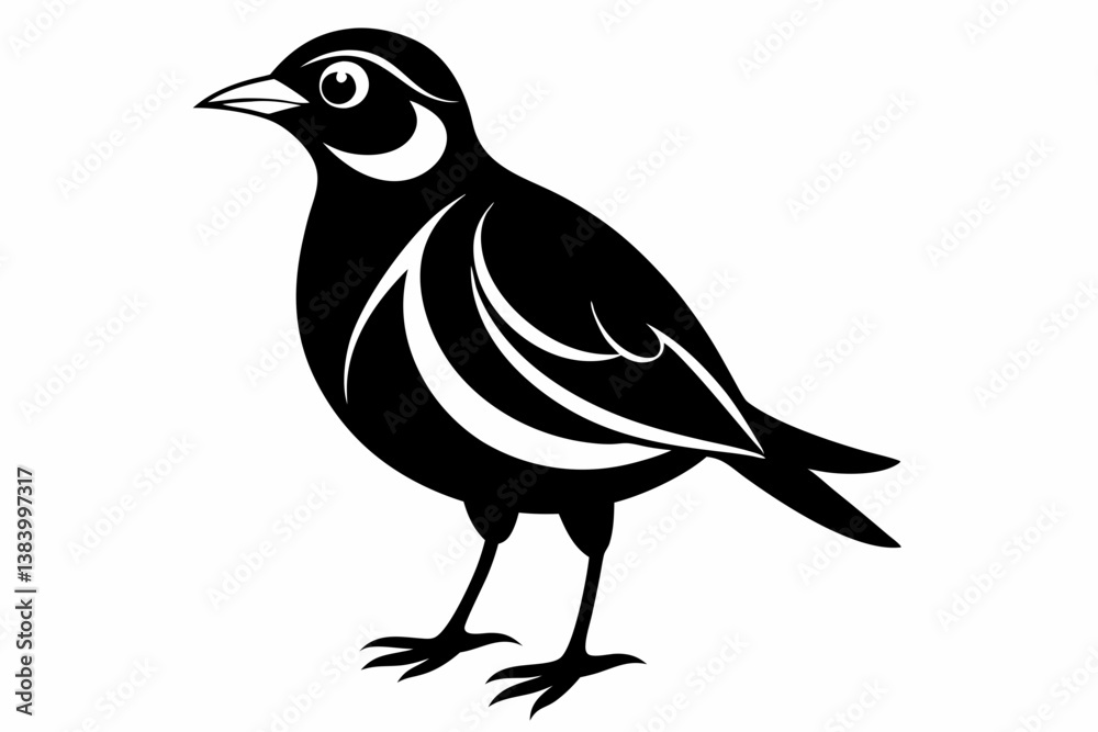 Fototapeta premium lark silhouette line art vector illustration with a white background