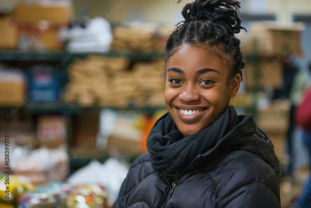 Young african american female volunteer at community center Young african american female volunteer at community center