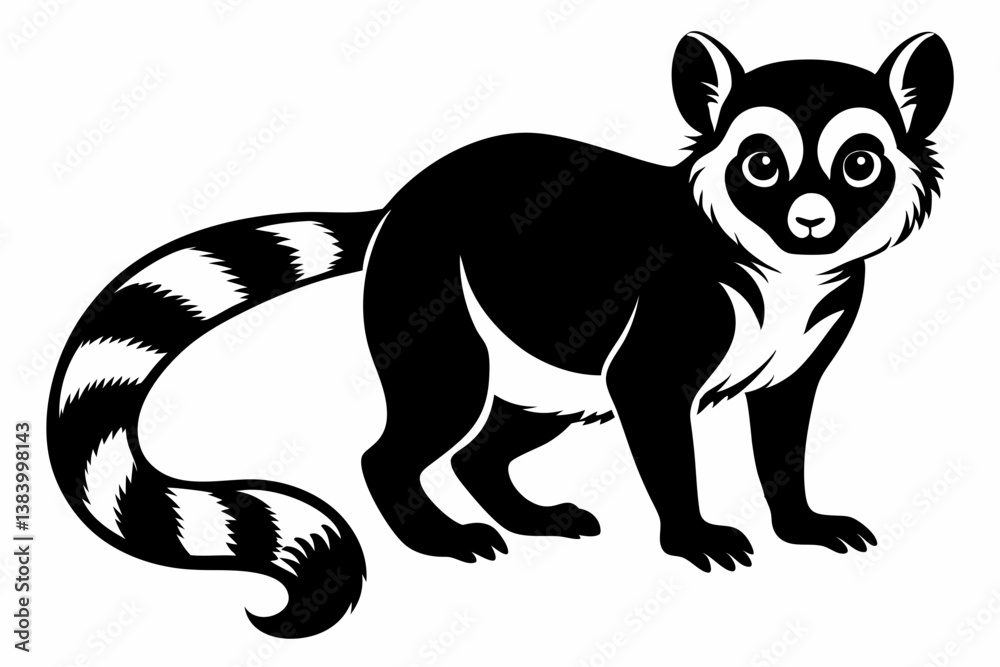 Fototapeta premium lemur silhouette line art vector illustration with a white background