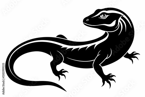 lizard silhouette line art vector illustration with a white background