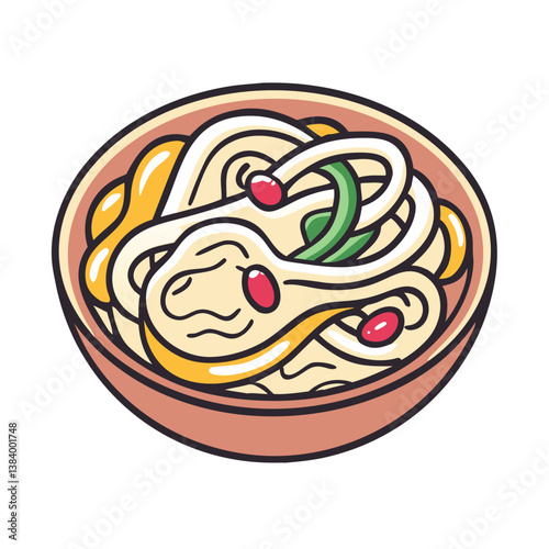 udon noodles vector art, udon noodles icon, food vector illustration
