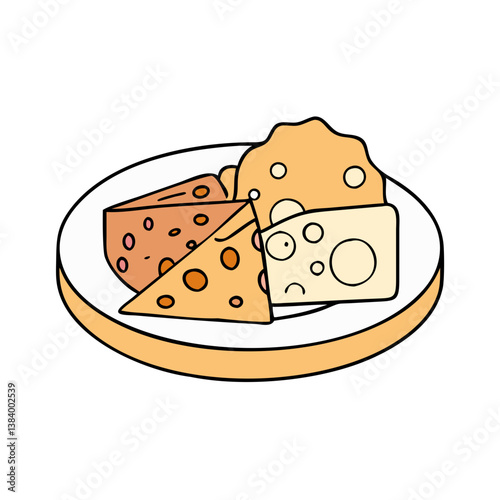 cheese platter vector art, cheese platter icon, food vector illustration