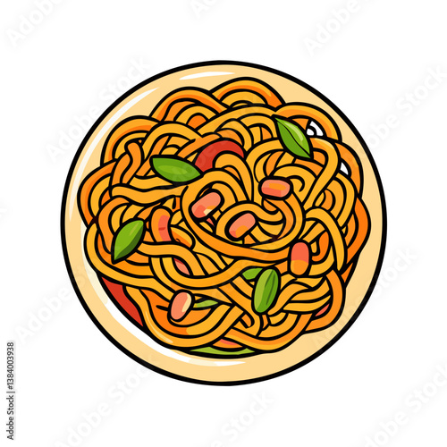 chow mein vector art, chow mein icon, food vector illustration