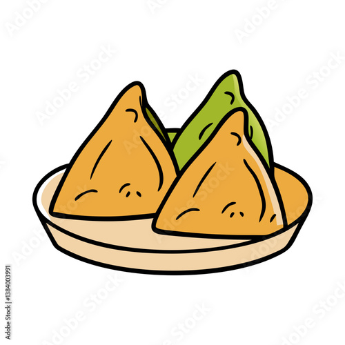 samosa vector art, samosa icon, food vector illustration