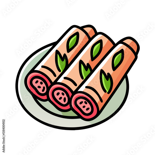 spring rolls vector art, spring rolls icon, food vector illustration