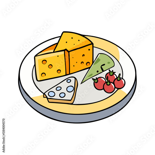 cheese platter vector art, cheese platter icon, food vector illustration