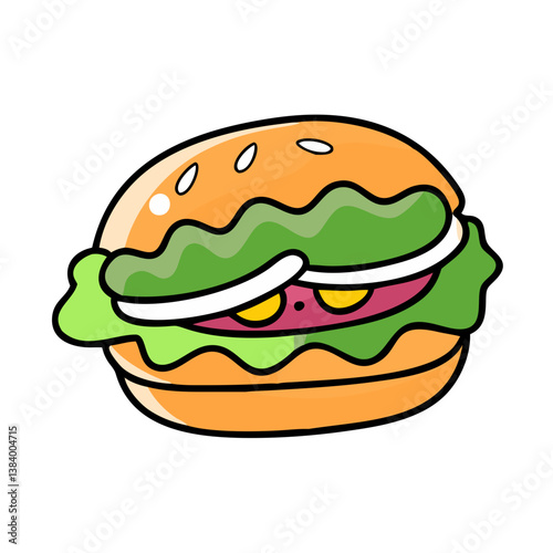 veggie burger vector art, veggie burger icon, food vector illustration